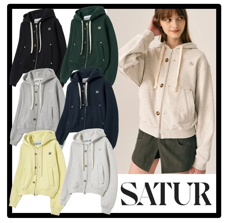 SATUR Unisex Street Style Collaboration Hoodies & Sweatshirts