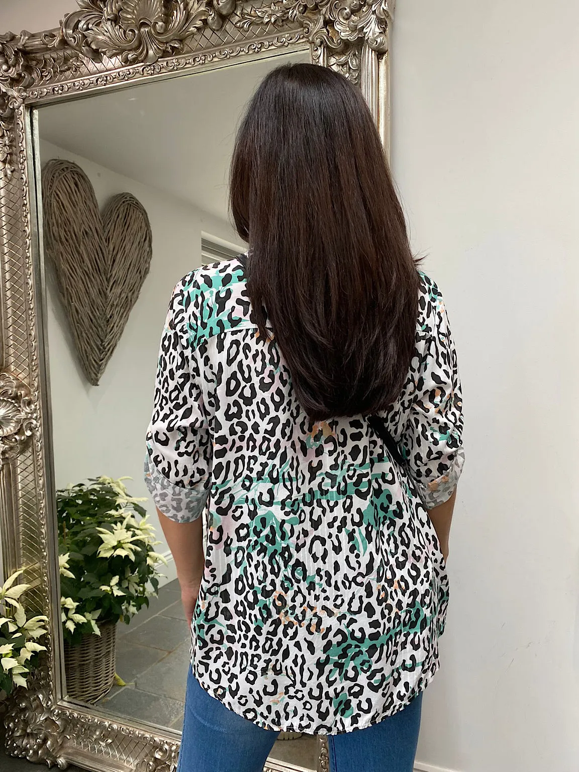 Sequin Leopard Shirt with Pocket - Selma