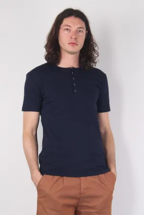 Serafino Cotone Mc Blu Navy - Cotton Blend Navy Blue Shirt.