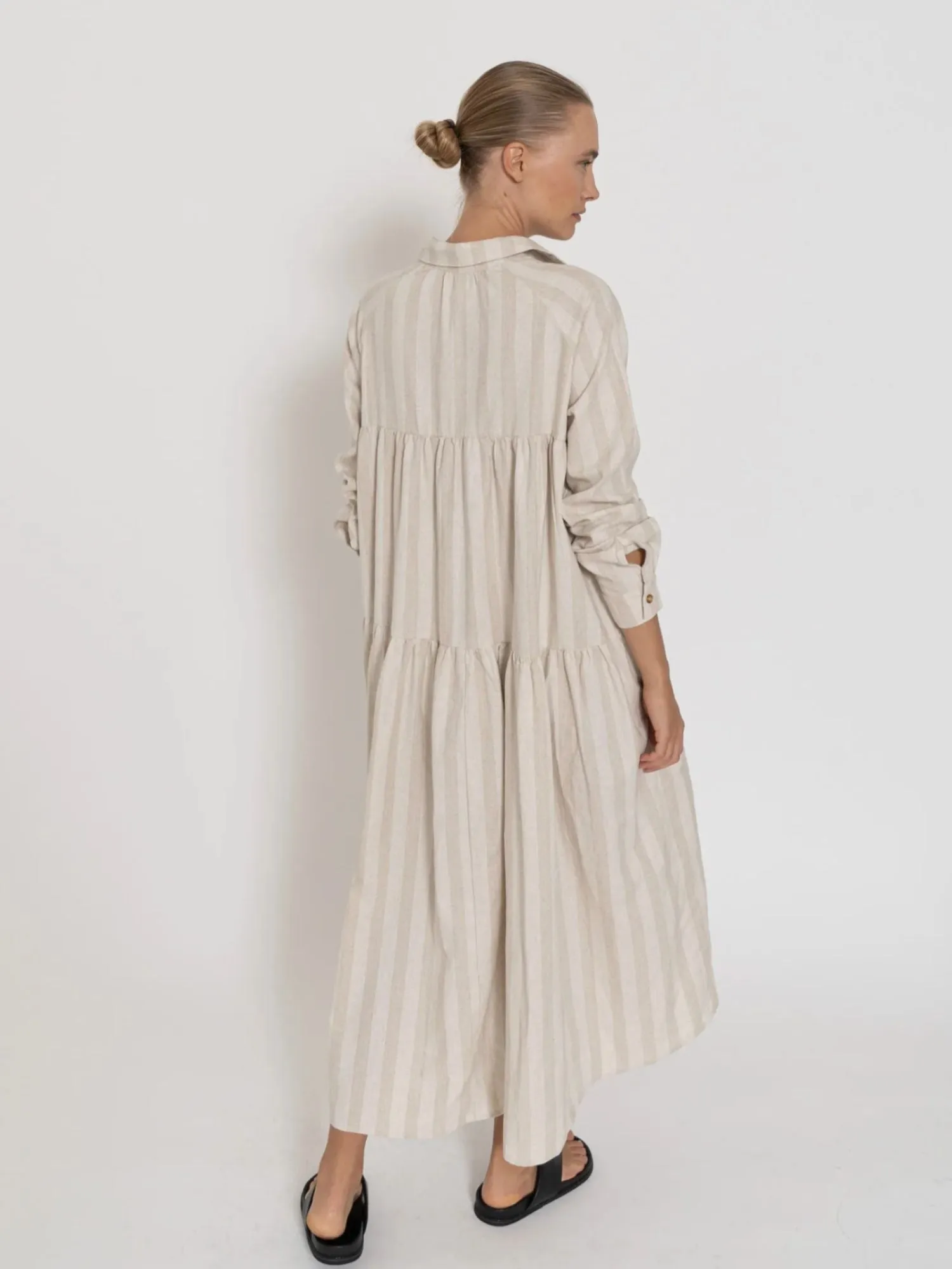 Sleeved Dress | Neutral Stripe