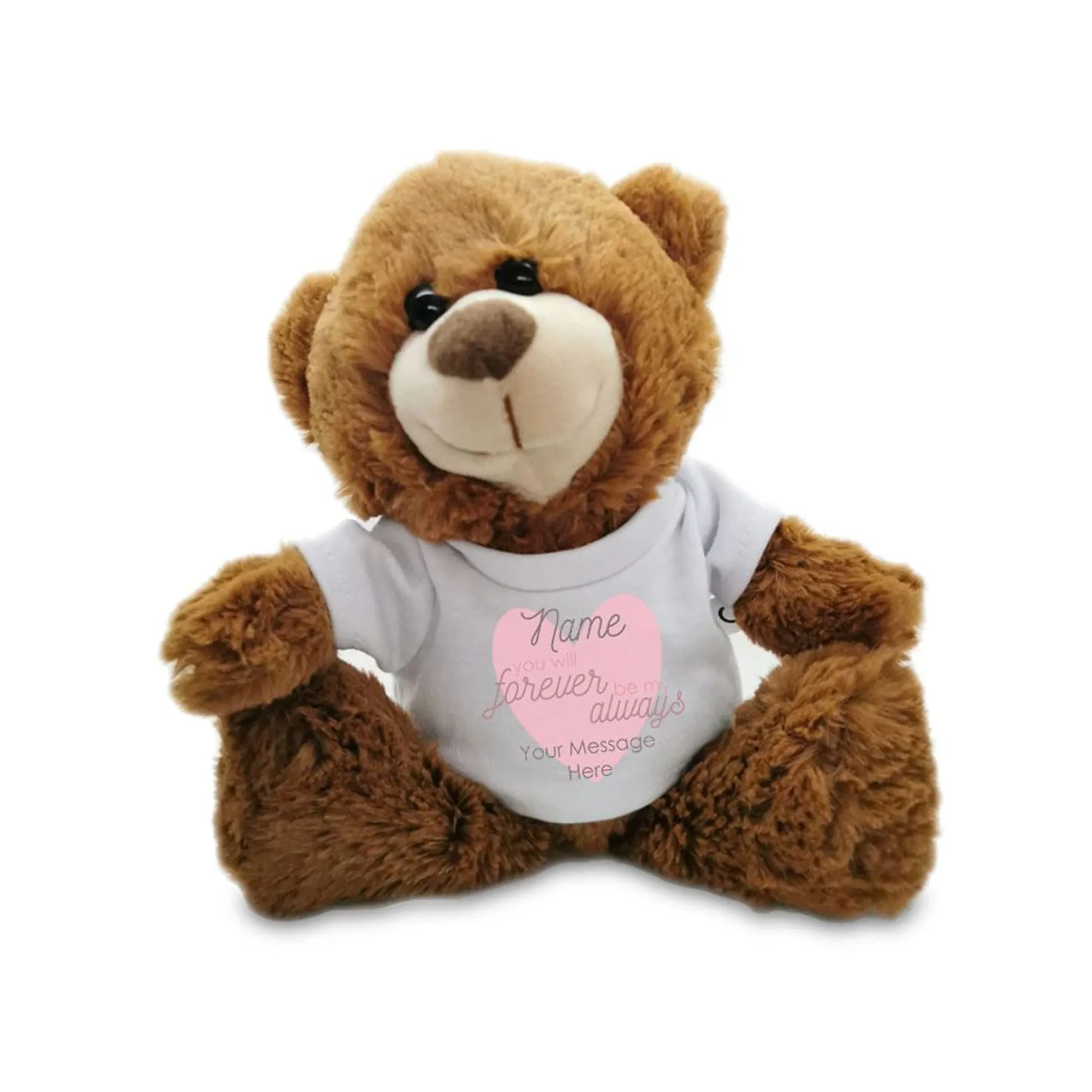 Soft Dark Brown Teddy Bear with Forever My Always Design T-shirt