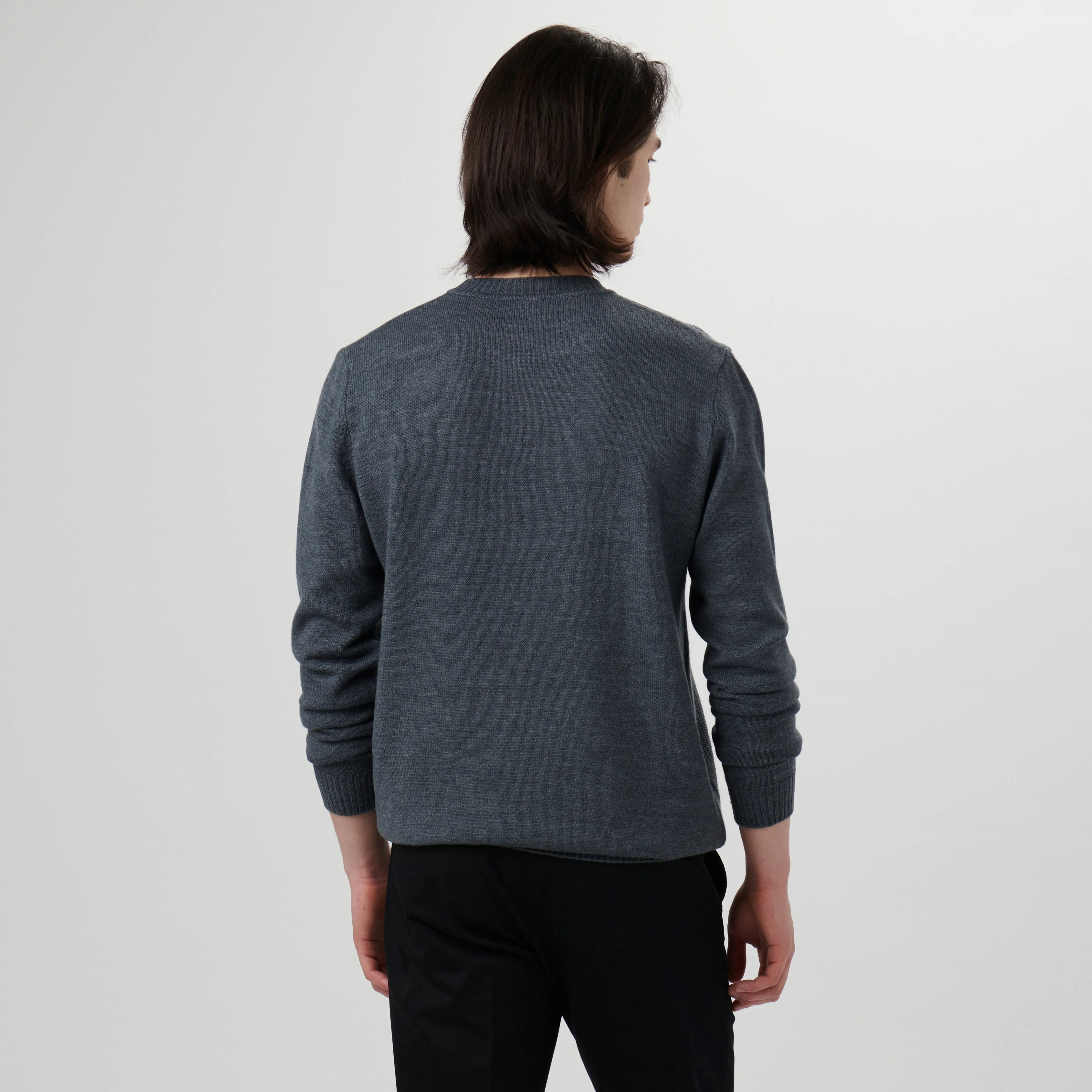 Solid Jacquard Crew Neck Sweater