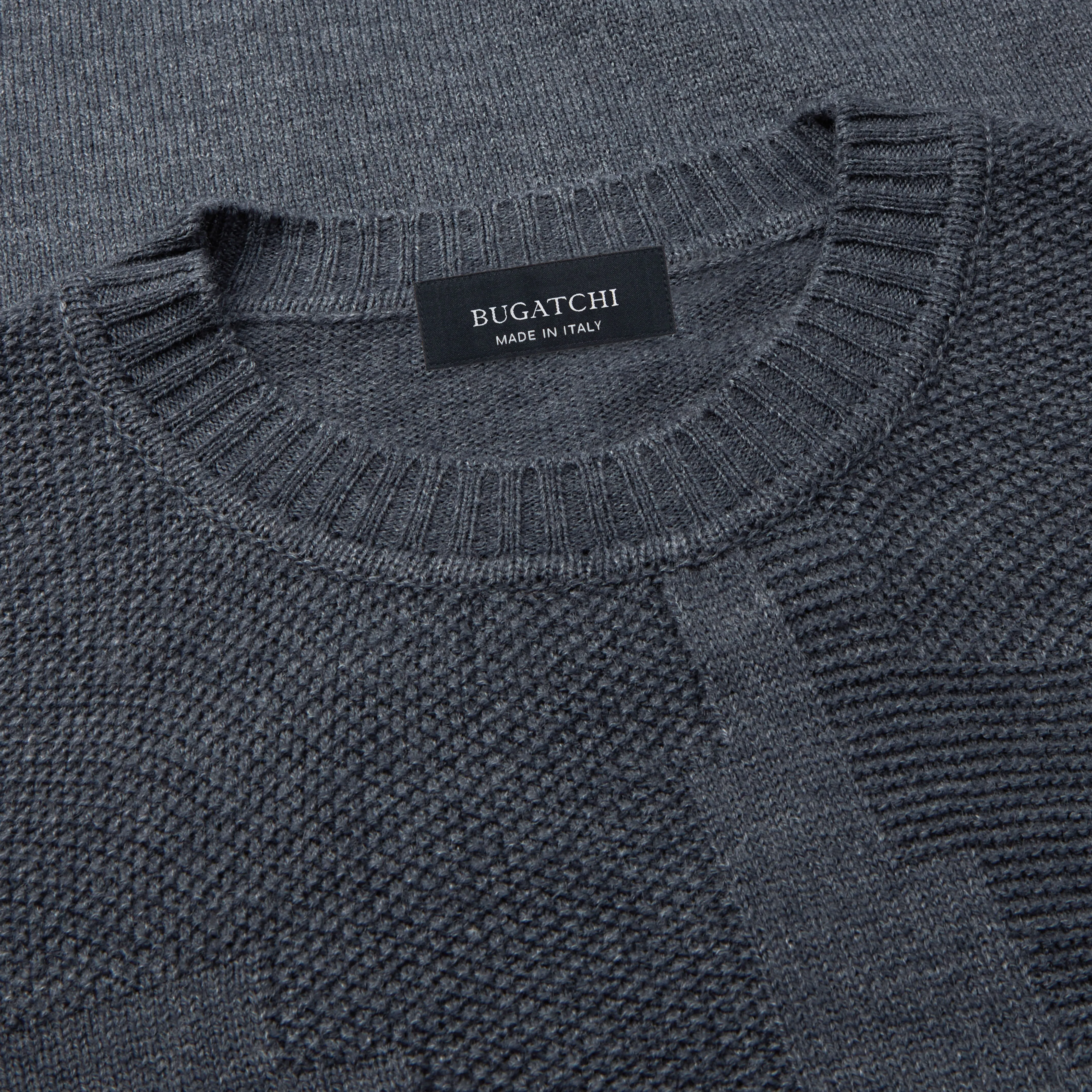 Solid Jacquard Crew Neck Sweater