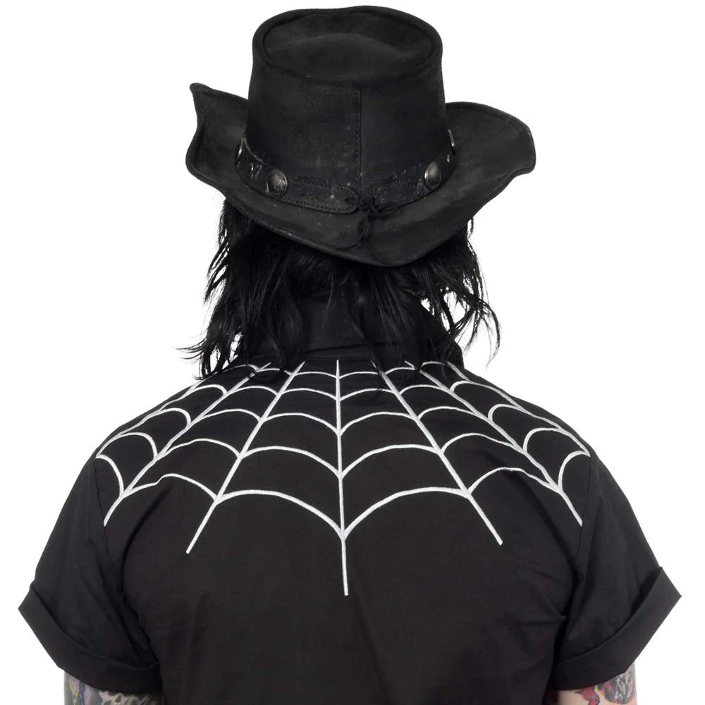 Spiderweb Cowboy Shirt - White Western Shirt with Web Pattern