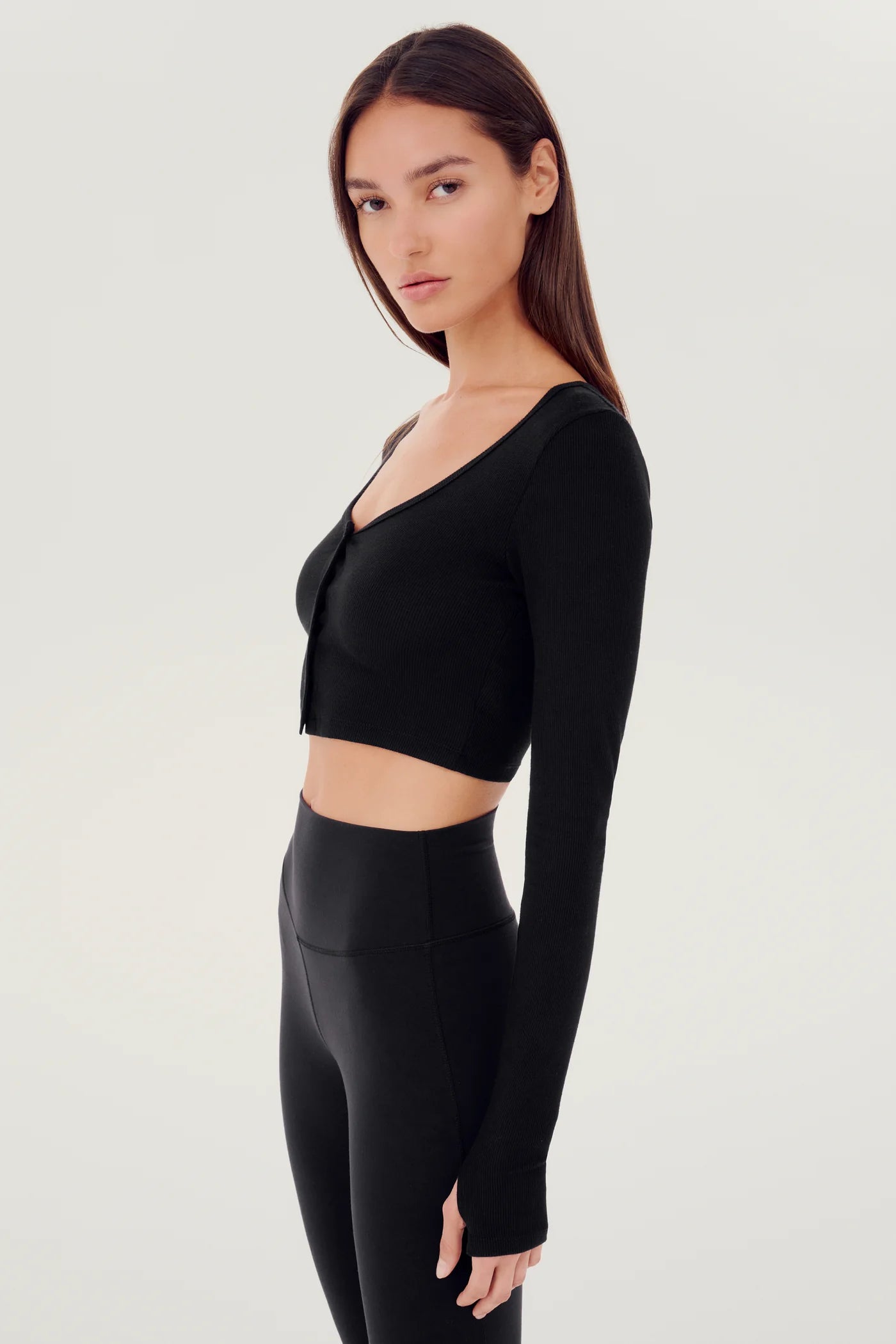 Splits 59 Black Ribbed Cardigan