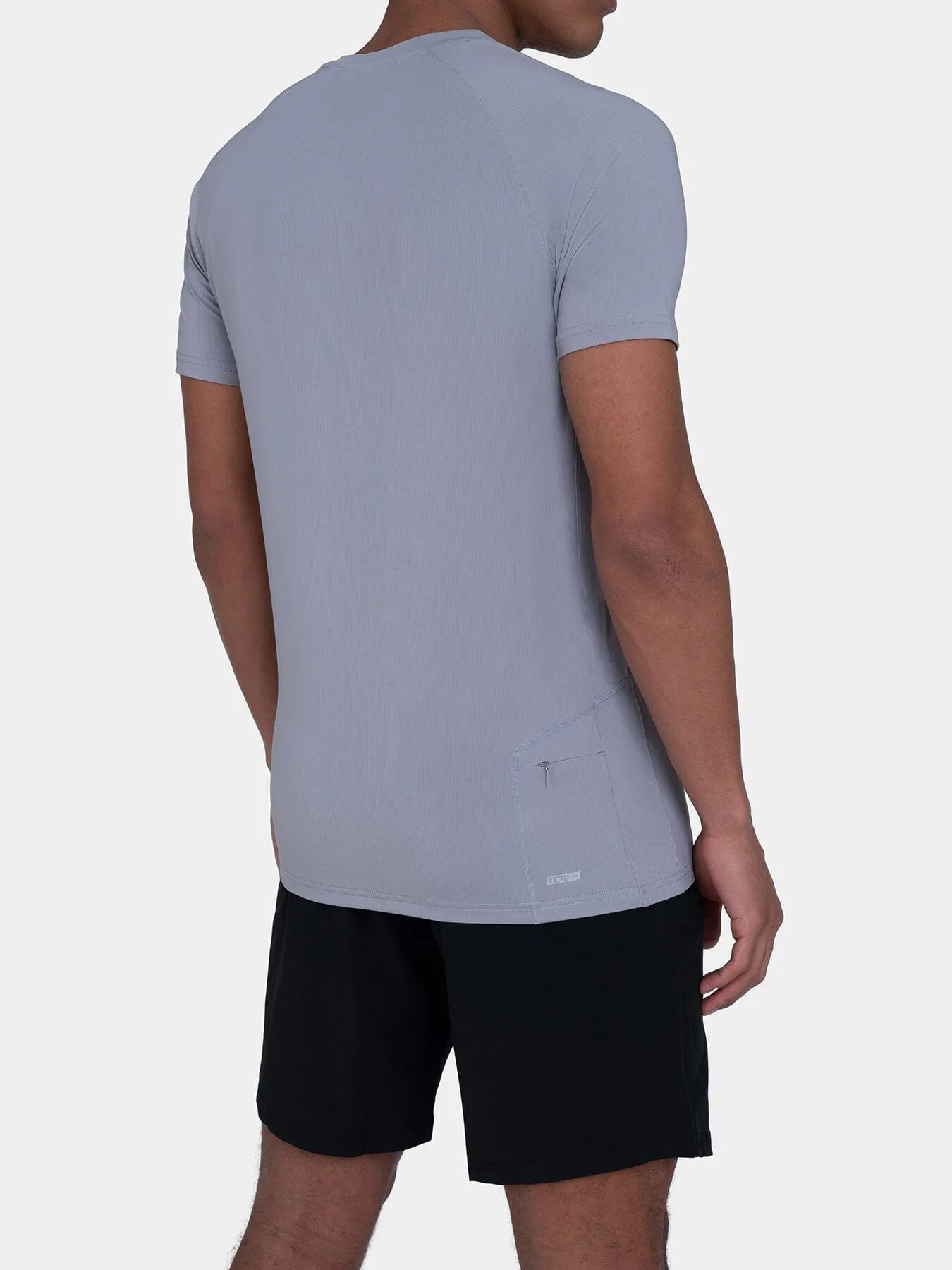 Stamina Running Top - Short Sleeve Crew Neck for Men with Back Zip Pocket