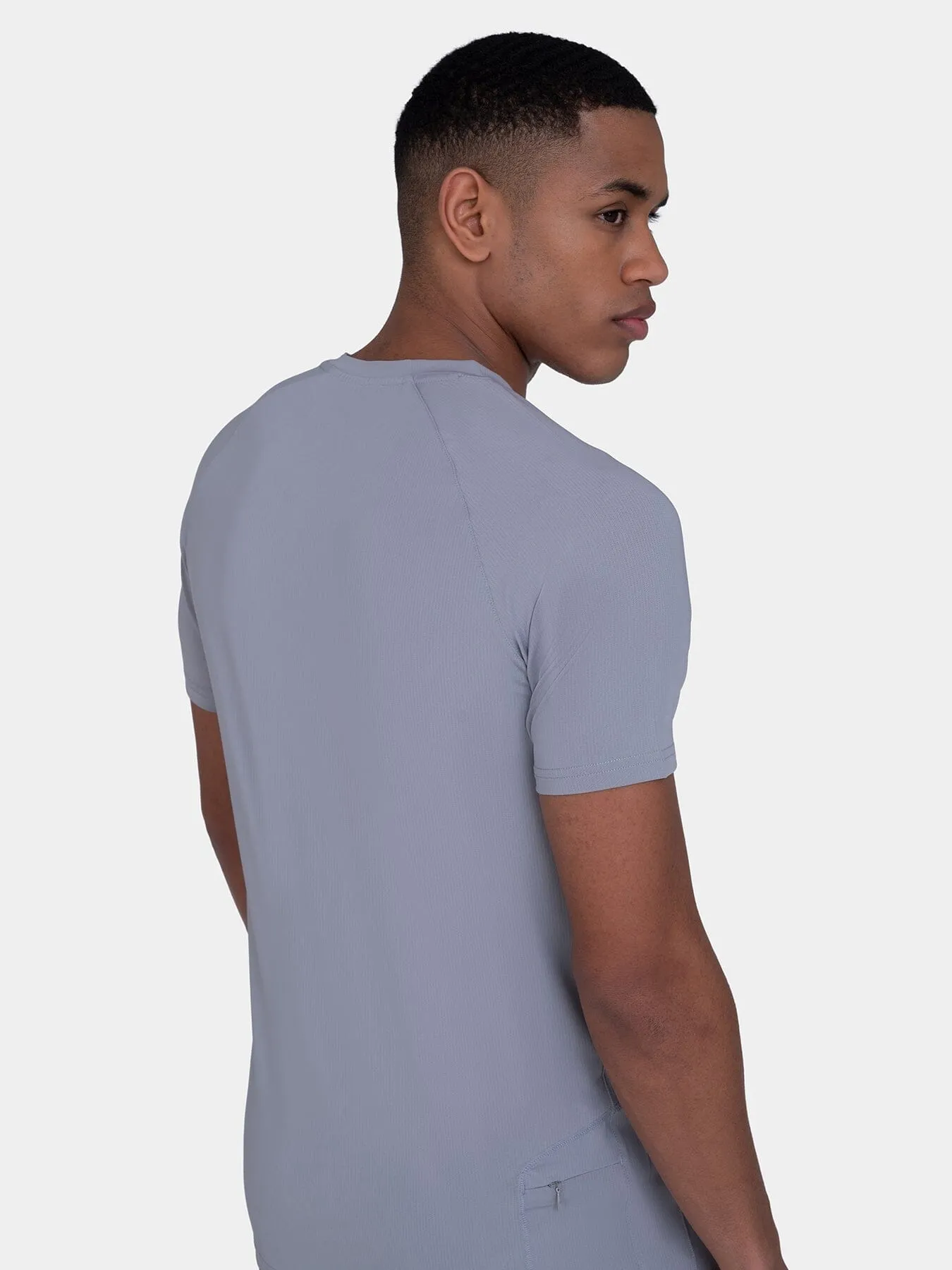 Stamina Running Top - Short Sleeve Crew Neck for Men with Back Zip Pocket