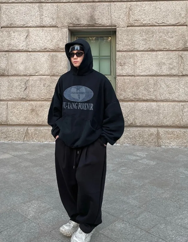 Street Style Long Sleeves Oversized Logo Hoodies by HUE