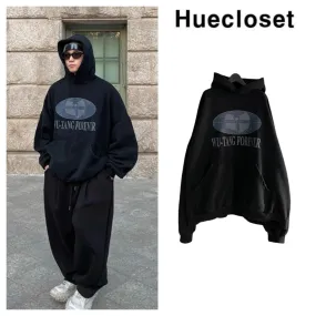 Street Style Long Sleeves Oversized Logo Hoodies by HUE