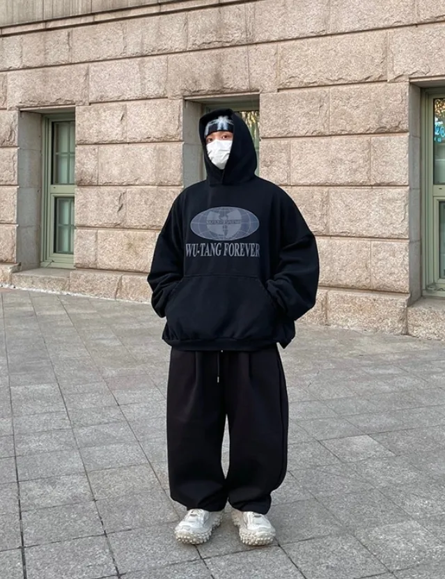 Street Style Long Sleeves Oversized Logo Hoodies by HUE