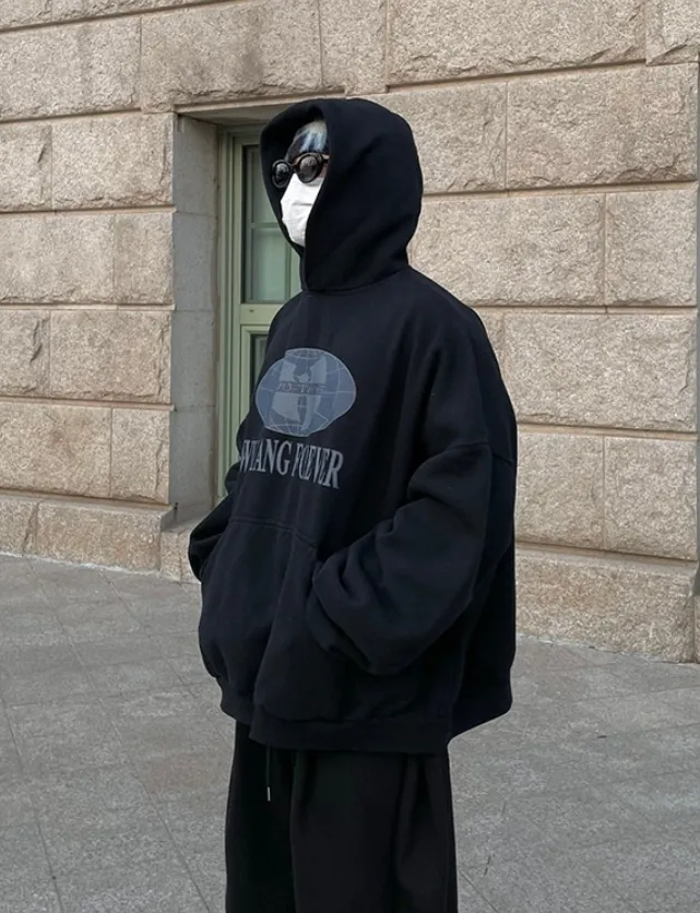 Street Style Long Sleeves Oversized Logo Hoodies by HUE