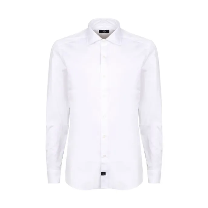 Stretch Popeline French Collar Shirt - White