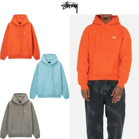 Stussy Unisex Long Sleeve Logo Skater Hoodies - Street Style