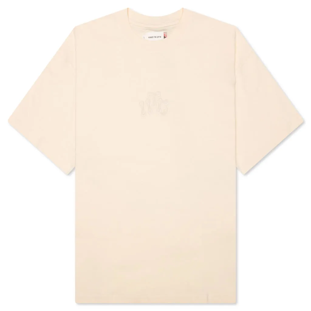 Summer Embroidered Logo T-Shirt for Men - Bone