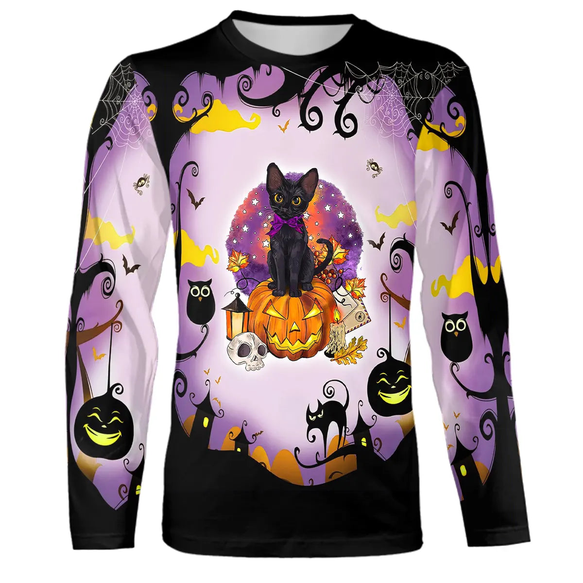 T-shirt Halloween, Cute Black Cat on Pumpkin - CT30092351.