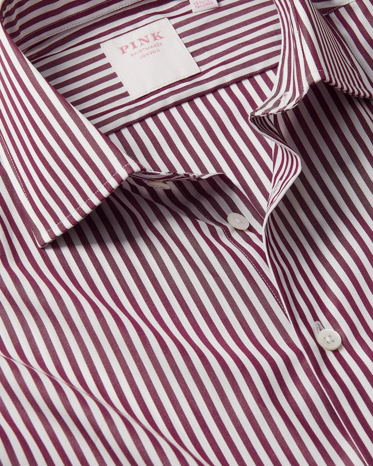 Thomas Pink Red White Bengal Stripe Shirt