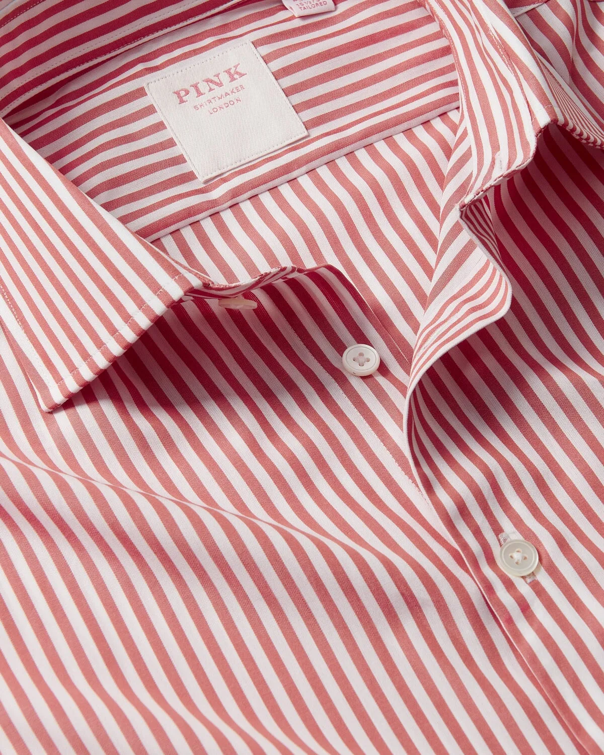 Thomas Pink Shirt Orange White Stripe