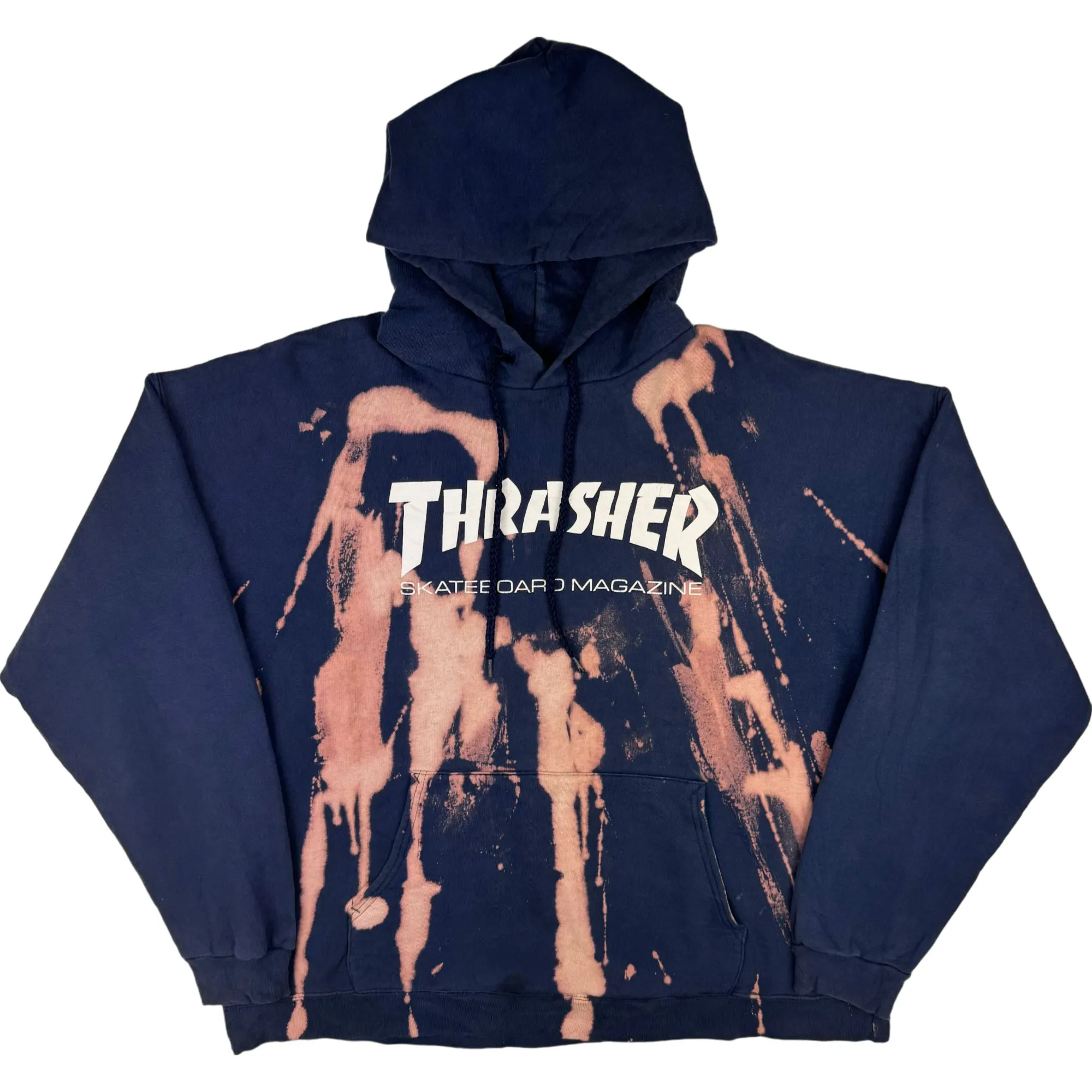 Thrasher Tie Dye Splatter Skateboard Magazine Hoodie Navy Blue