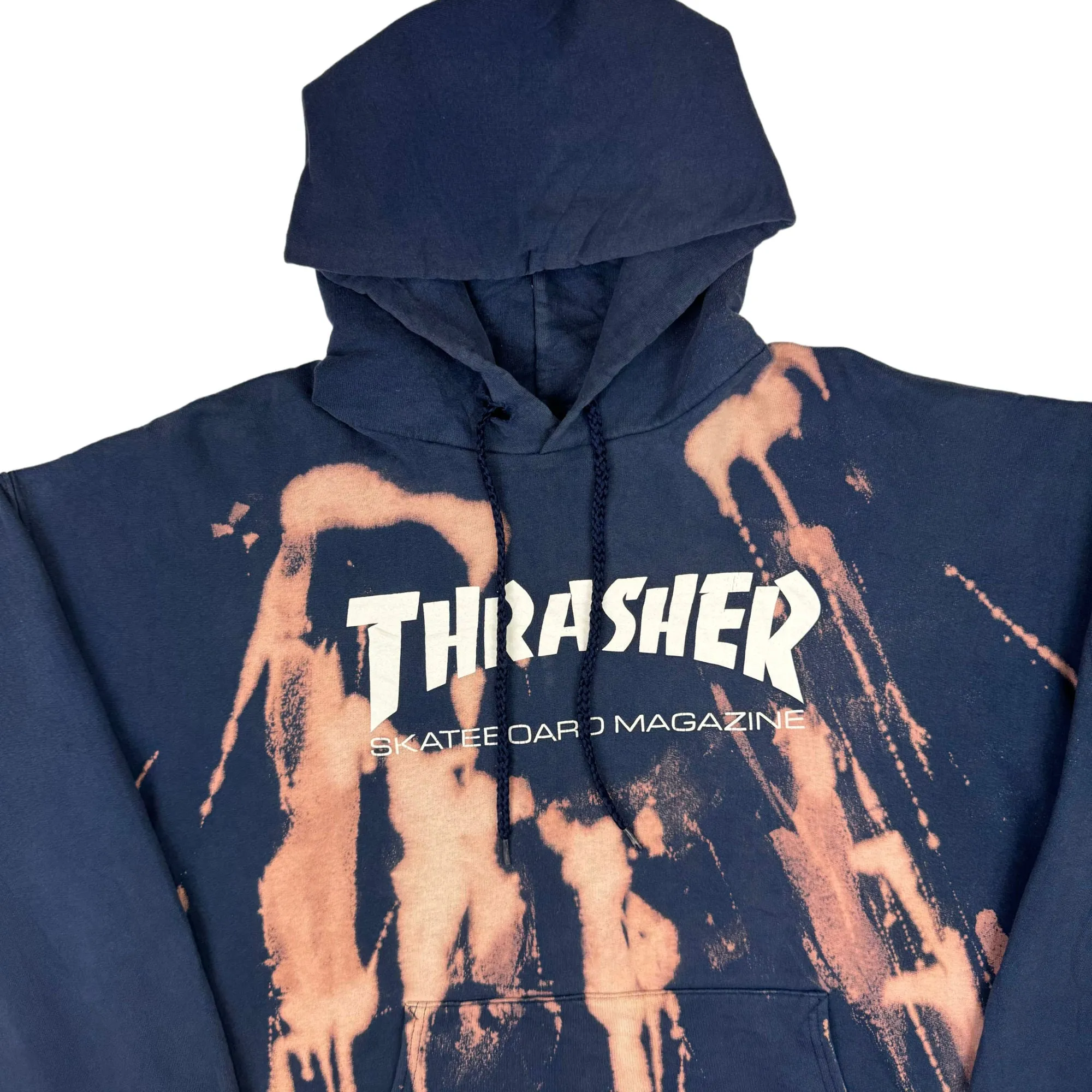 Thrasher Tie Dye Splatter Skateboard Magazine Hoodie Navy Blue