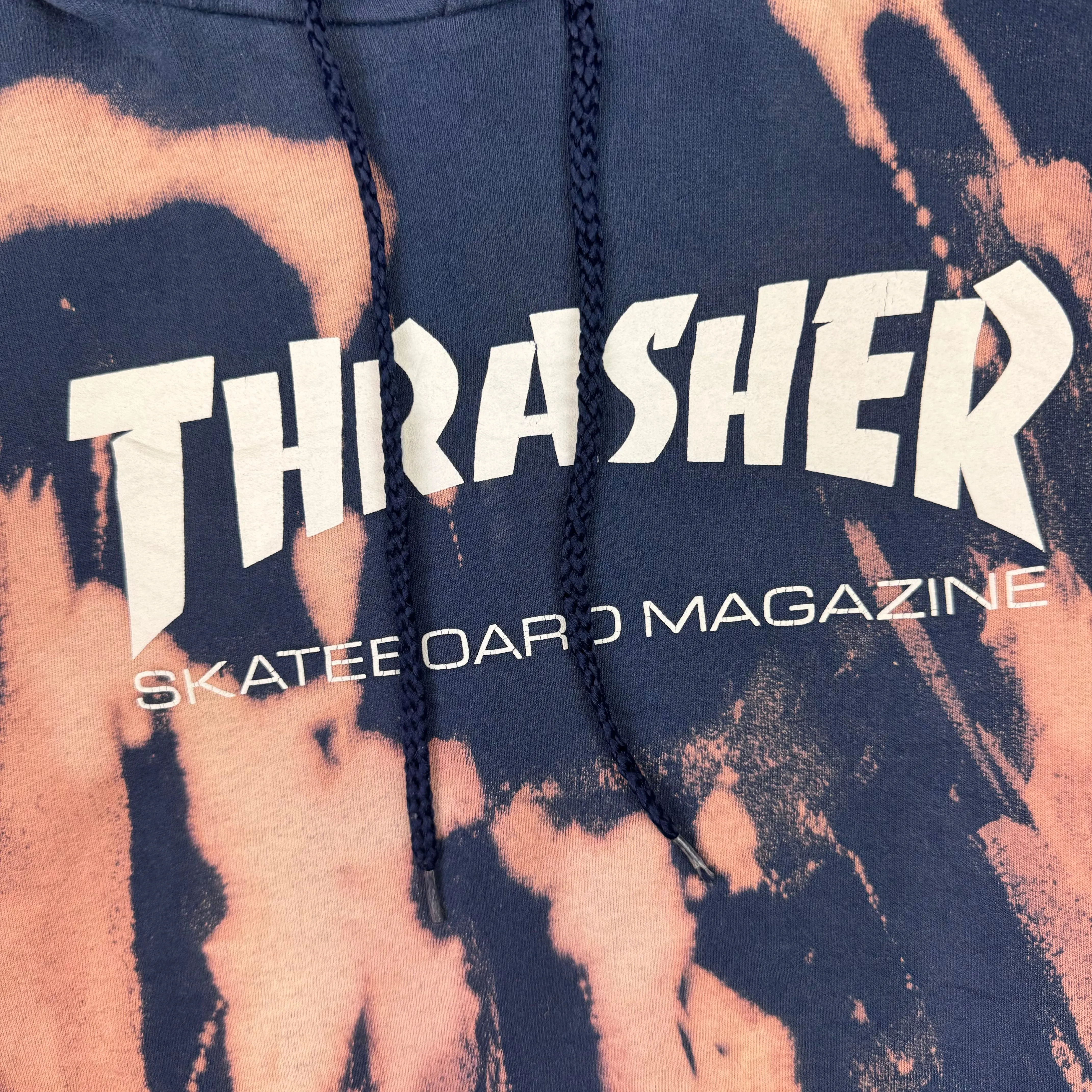 Thrasher Tie Dye Splatter Skateboard Magazine Hoodie Navy Blue