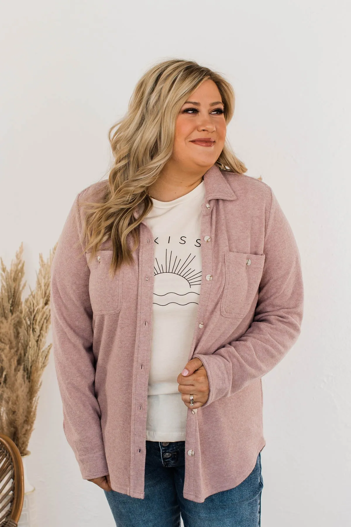 Thread & Supply Blush Lightweight Button Down Jacket