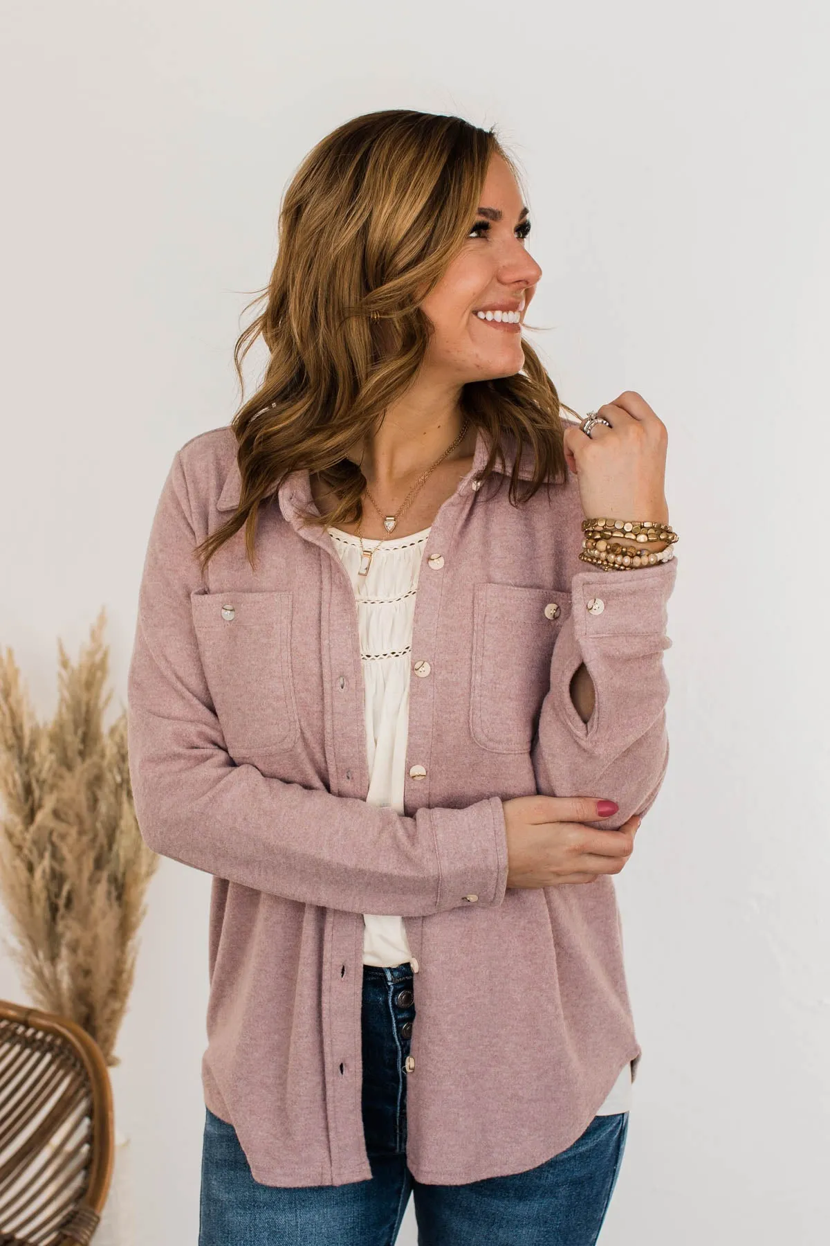 Thread & Supply Blush Lightweight Button Down Jacket