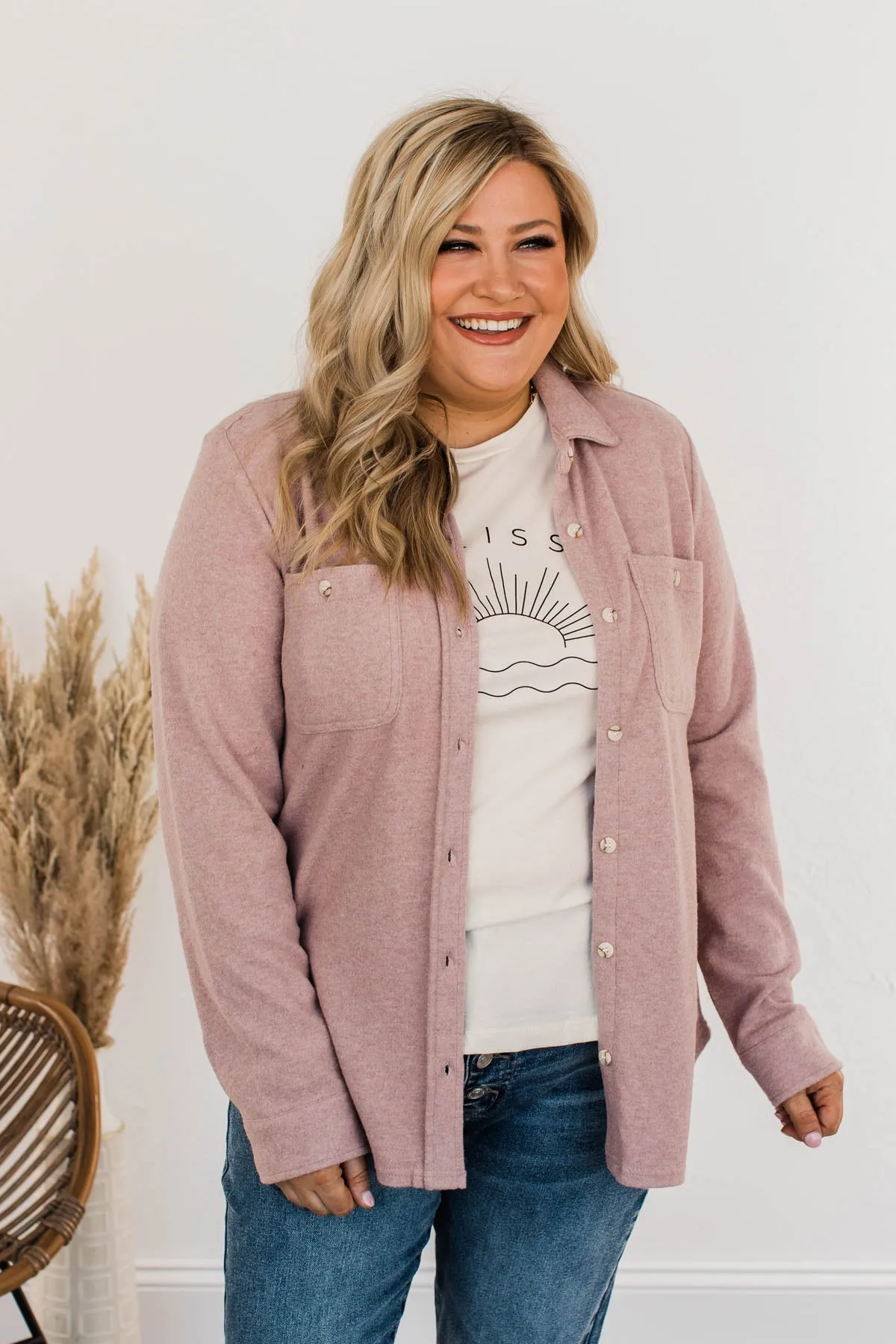 Thread & Supply Blush Lightweight Button Down Jacket