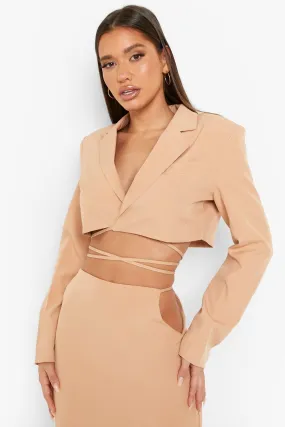 Tie Waist Wrap Tailored Blazer