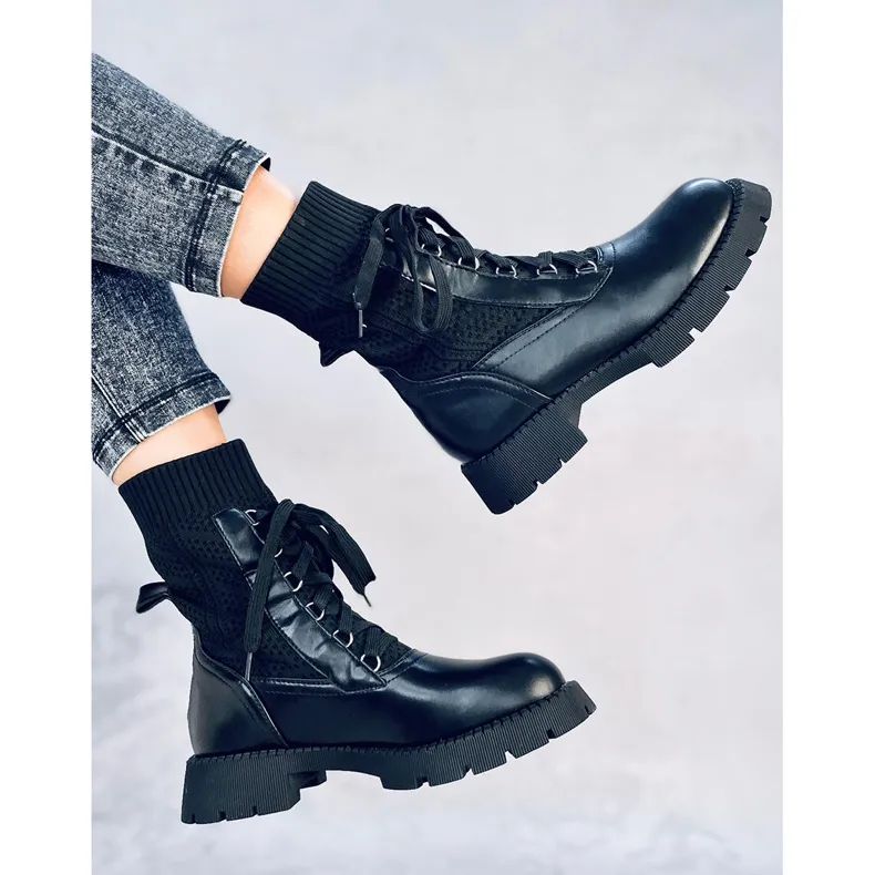 Tierr Black sweater ankle boots