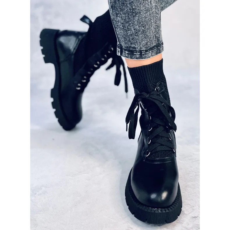 Tierr Black sweater ankle boots