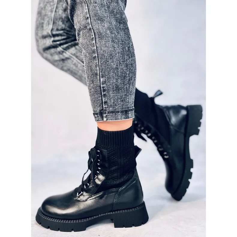 Tierr Black sweater ankle boots