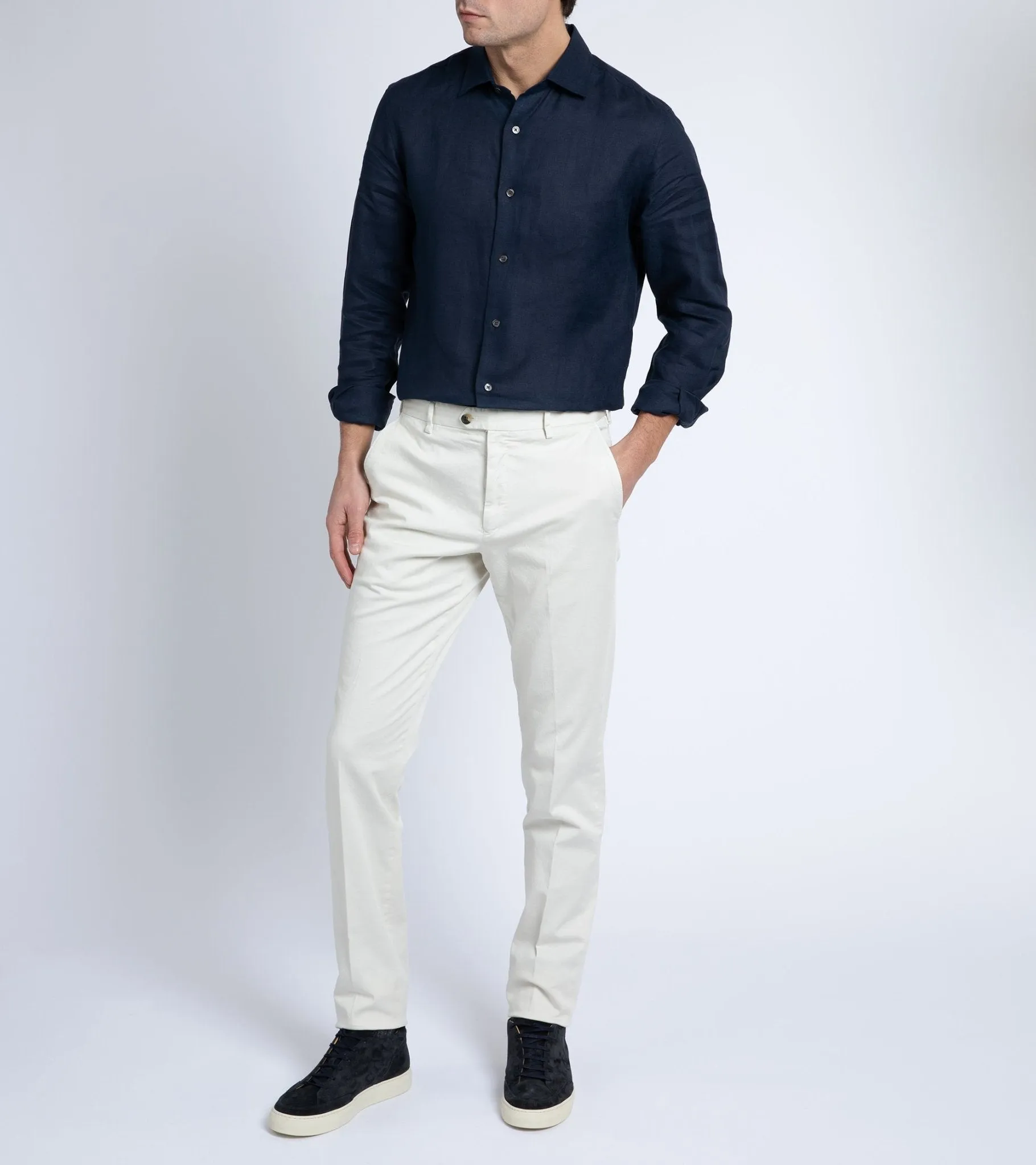 Trunk Audley Navy Irish Linen Shirt