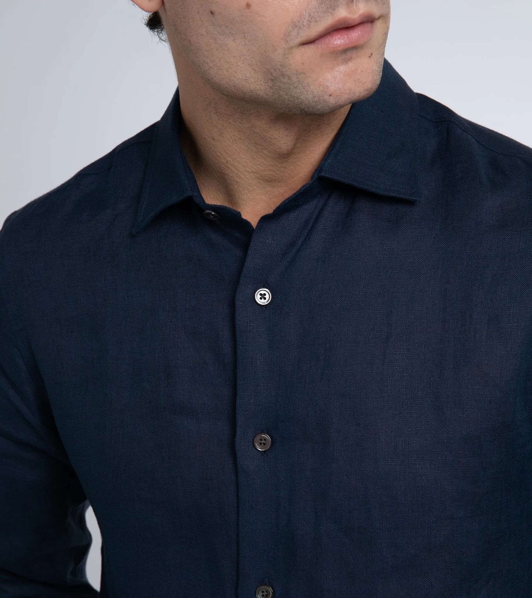 Trunk Audley Navy Irish Linen Shirt