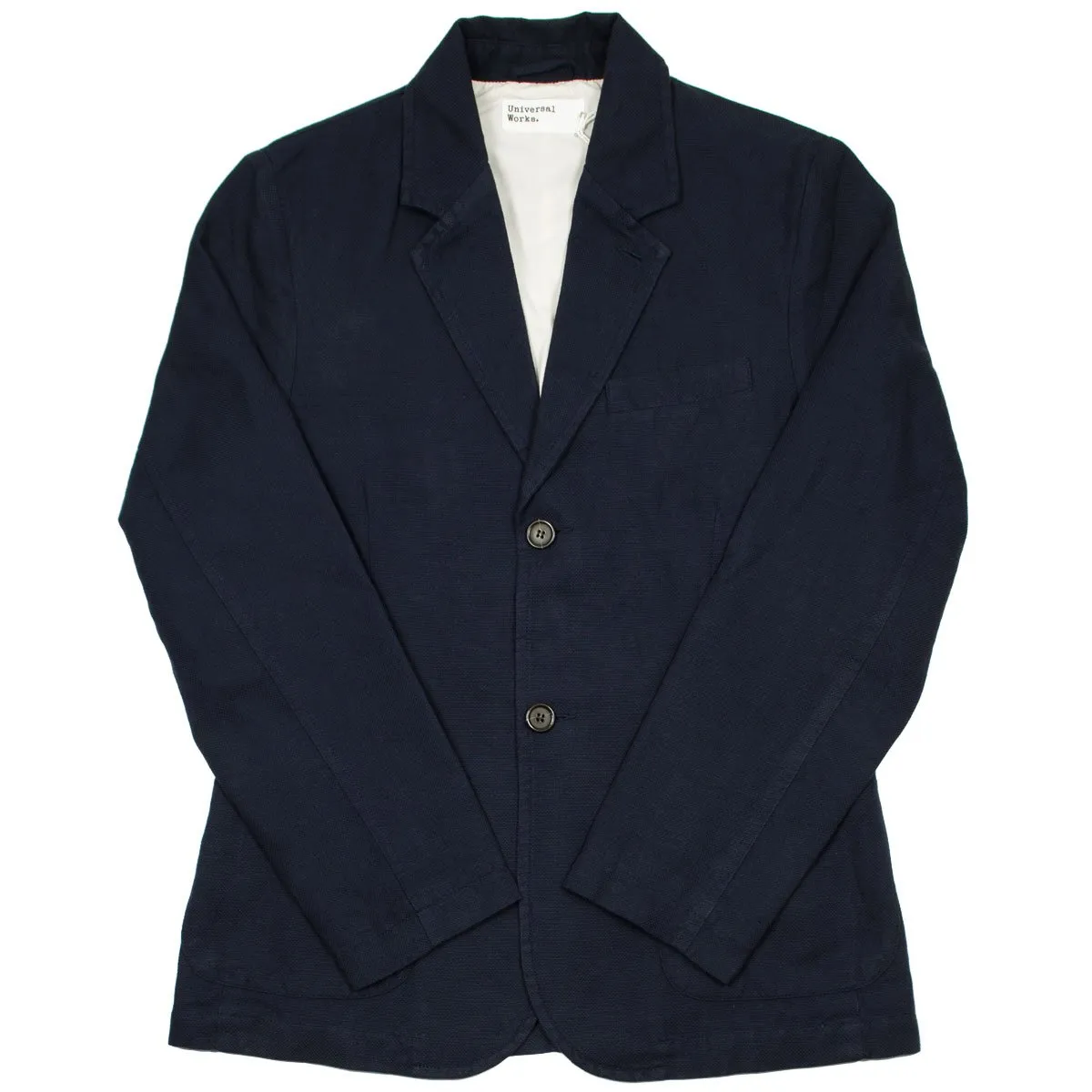 Universal Works - Navy Cotton Linen Panama Two Button Jacket