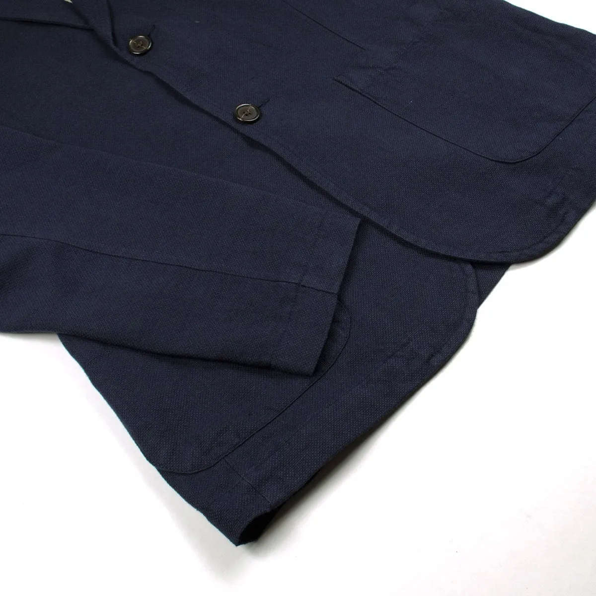 Universal Works - Navy Cotton Linen Panama Two Button Jacket