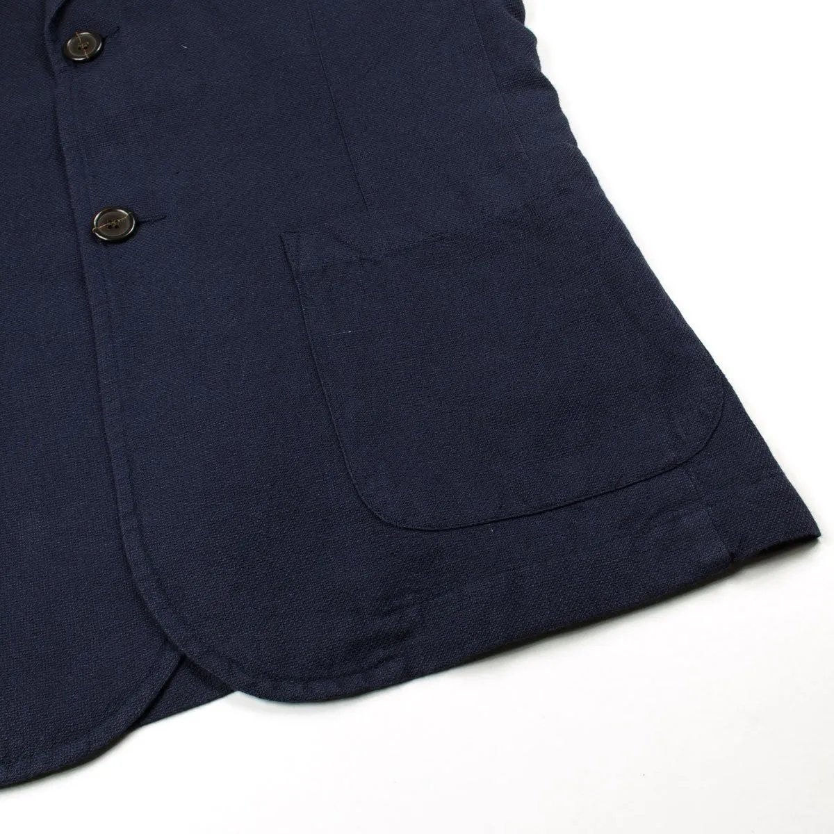 Universal Works - Navy Cotton Linen Panama Two Button Jacket