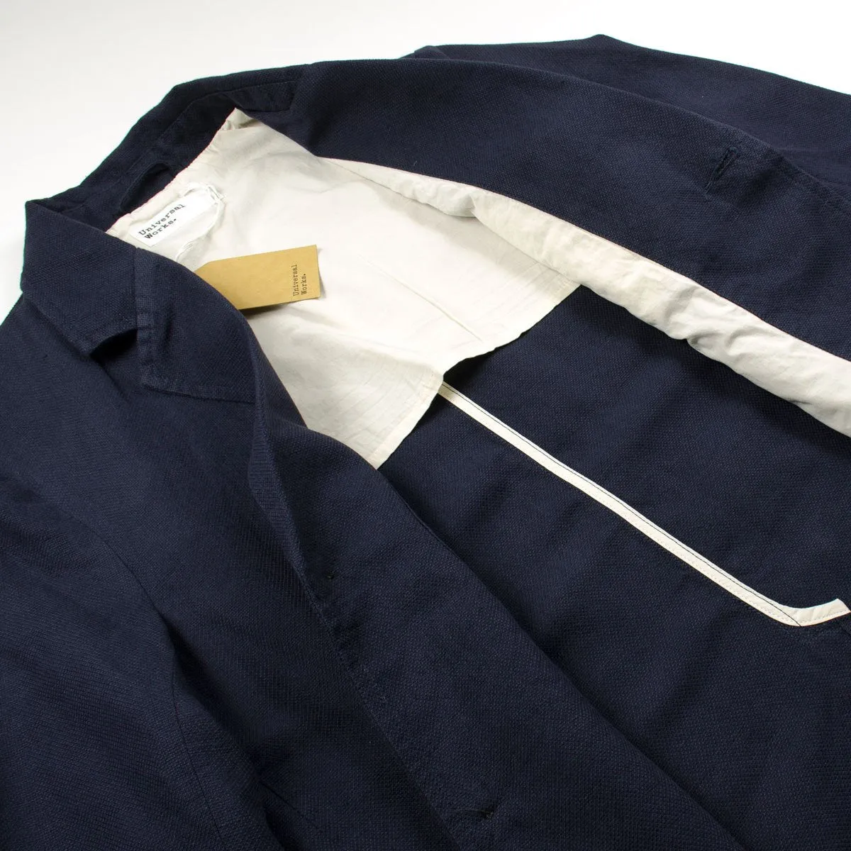 Universal Works - Navy Cotton Linen Panama Two Button Jacket