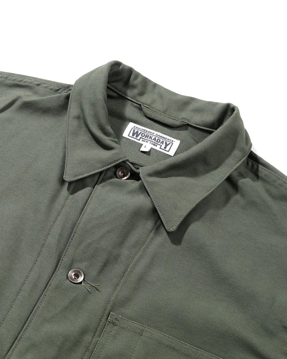 Utility Jacket - Olive Cotton Reversed Sateen