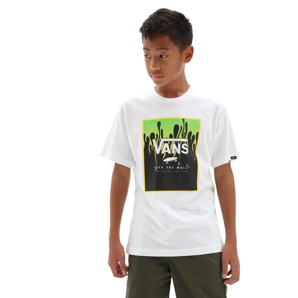 Vans T-Shirt with Print Box for Boys - White and Slime color