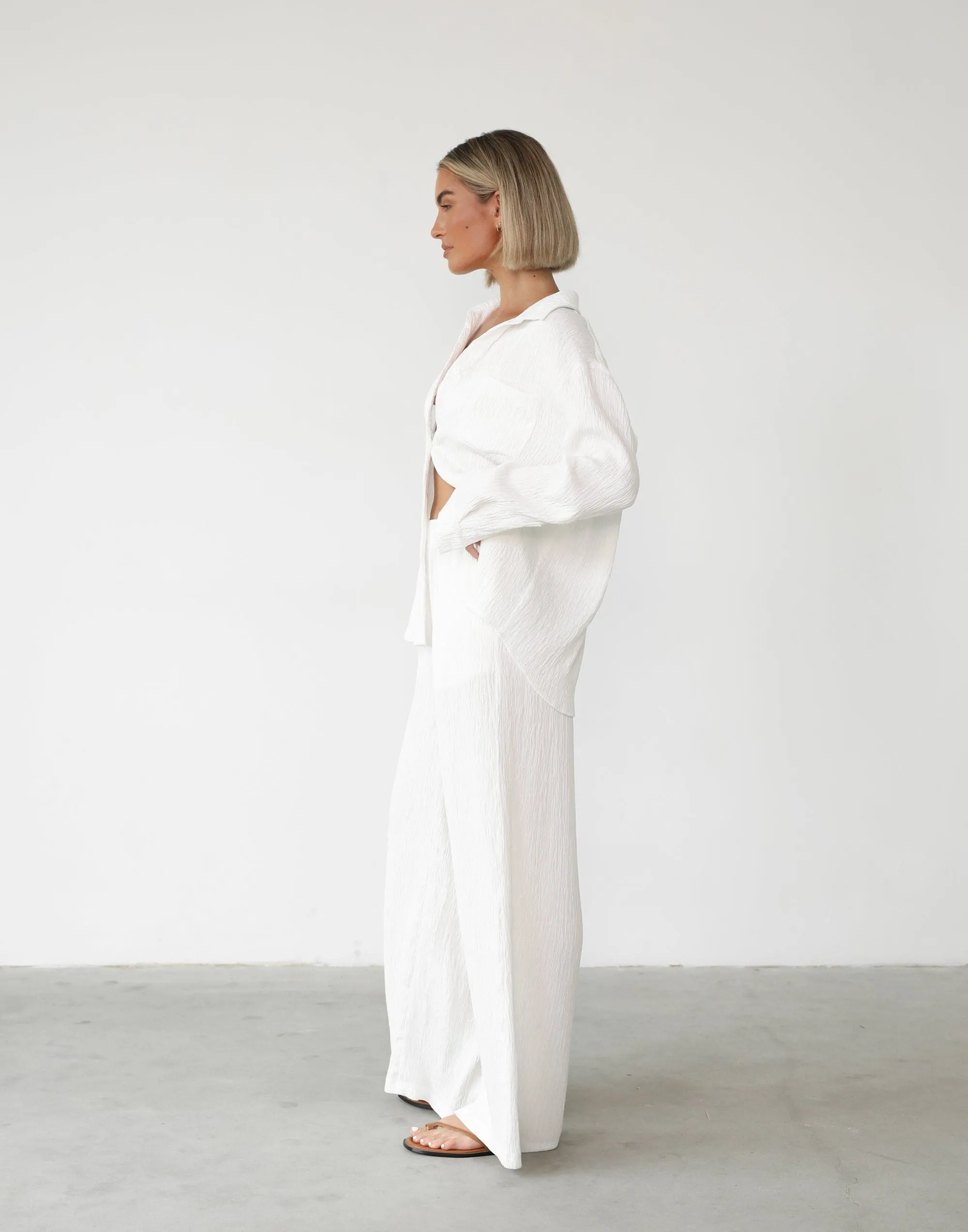 White Ainsley pants for sale with online shopping option.