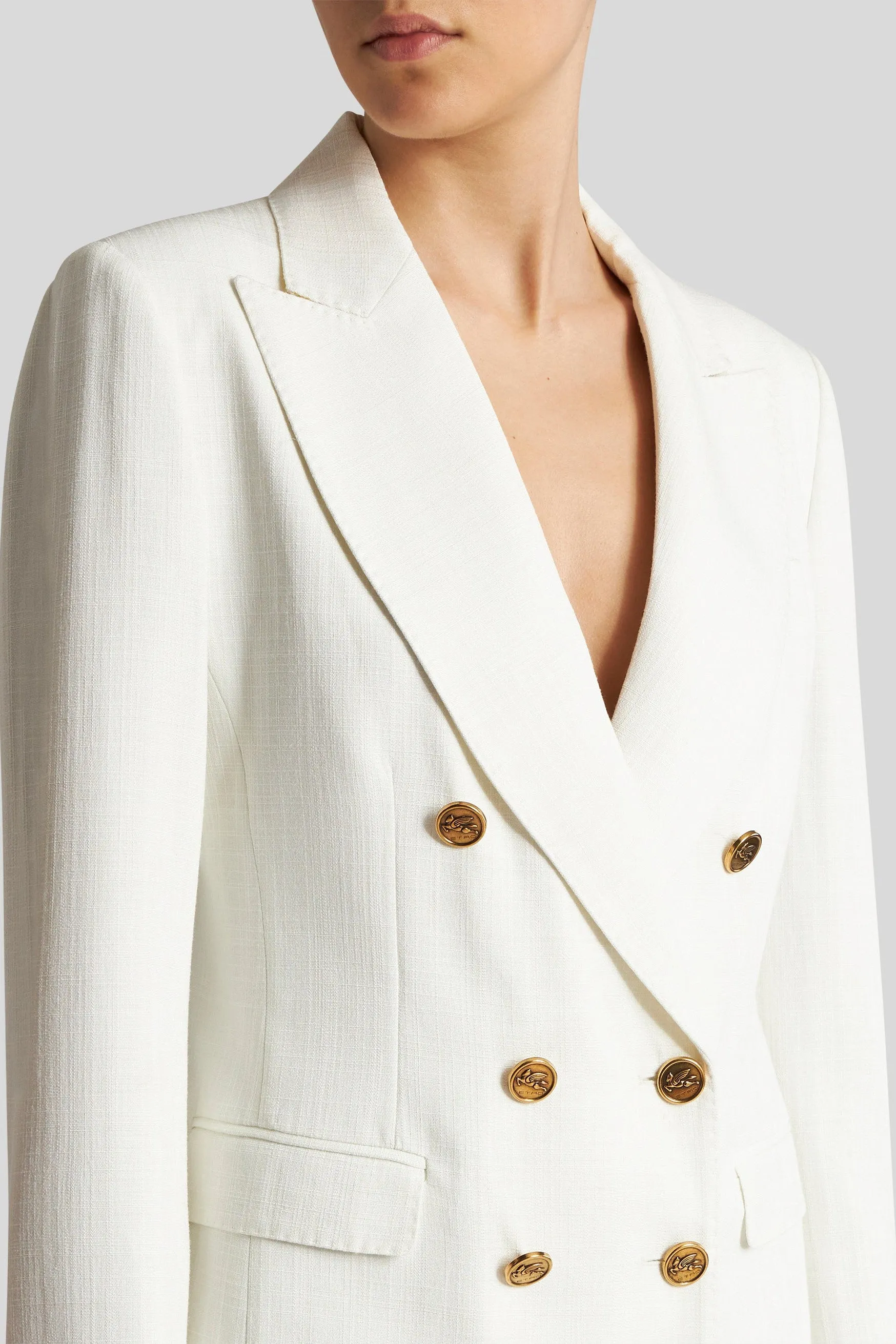 White Double Breasted Blazer