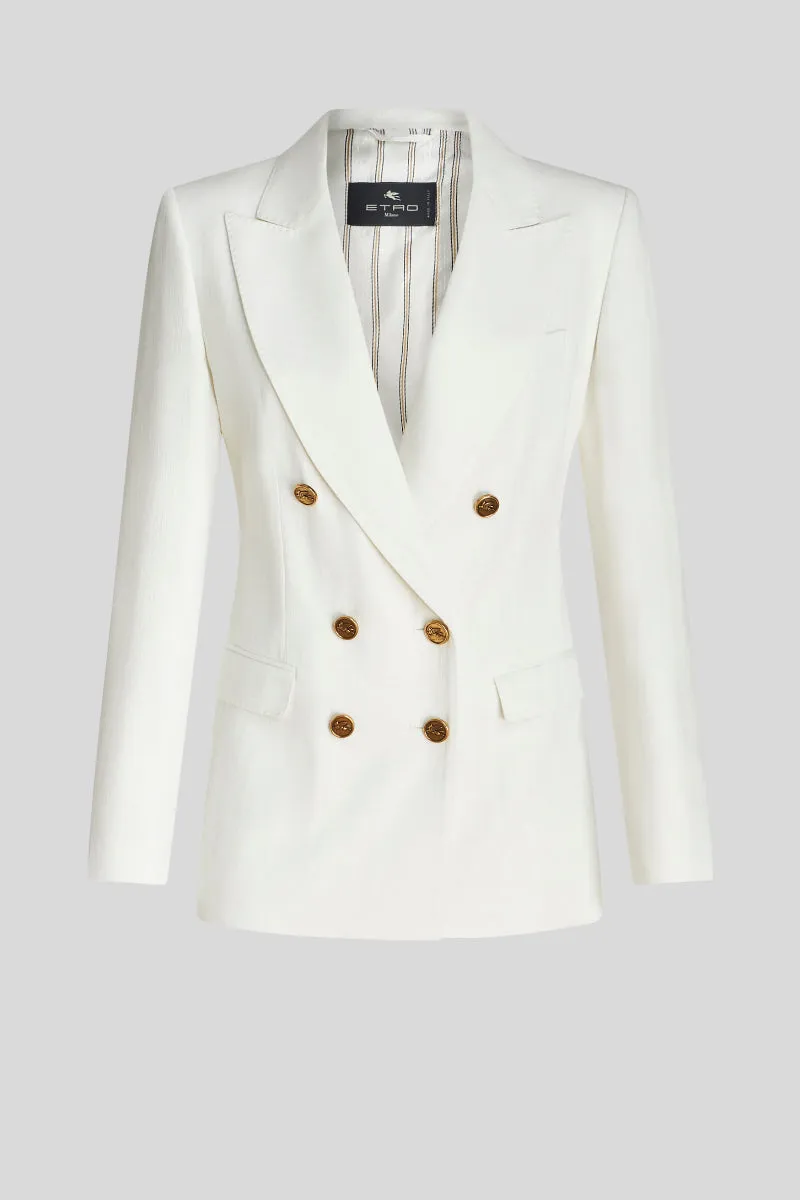 White Double Breasted Blazer