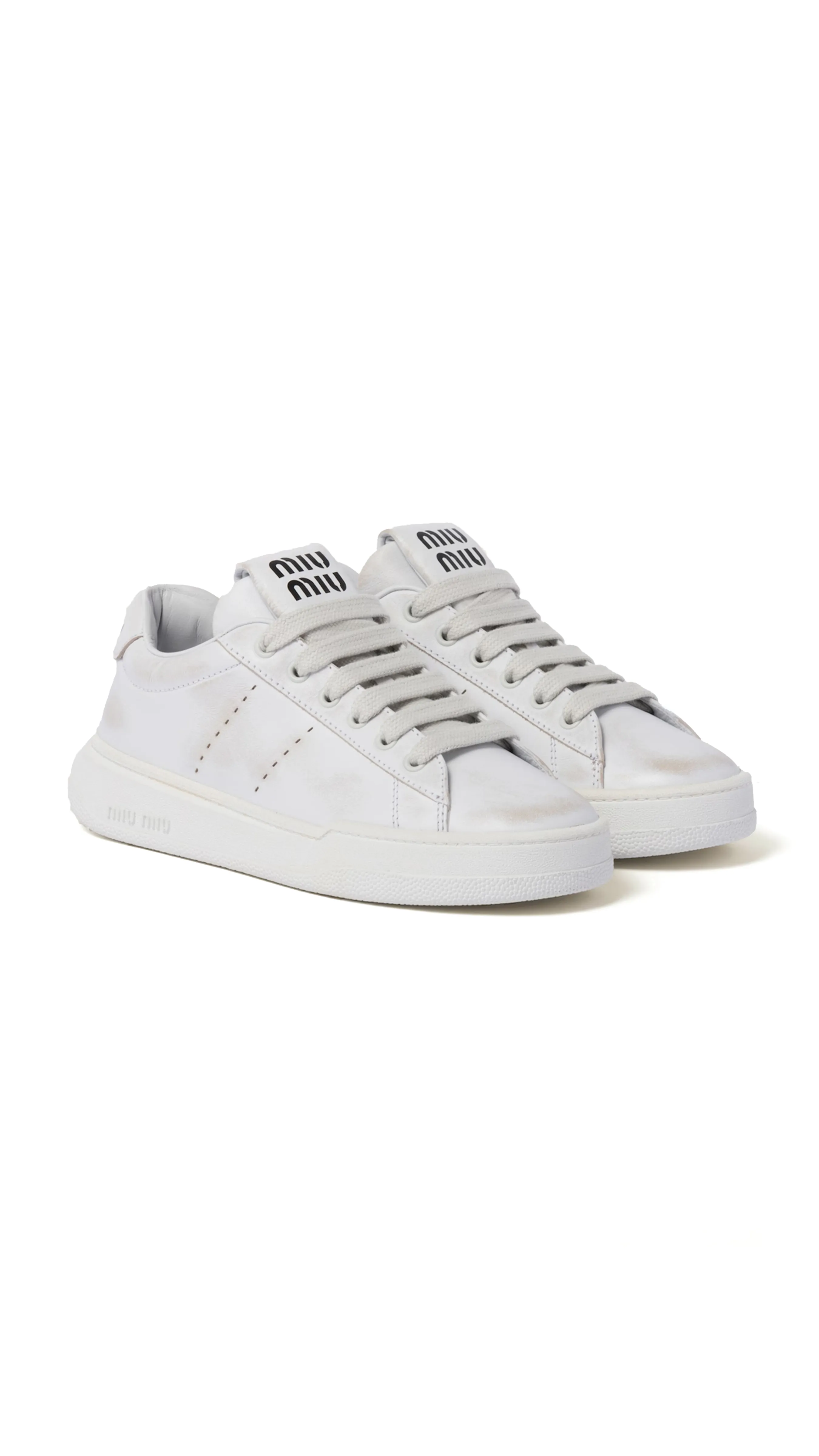 White Leather Sneakers - Bleached