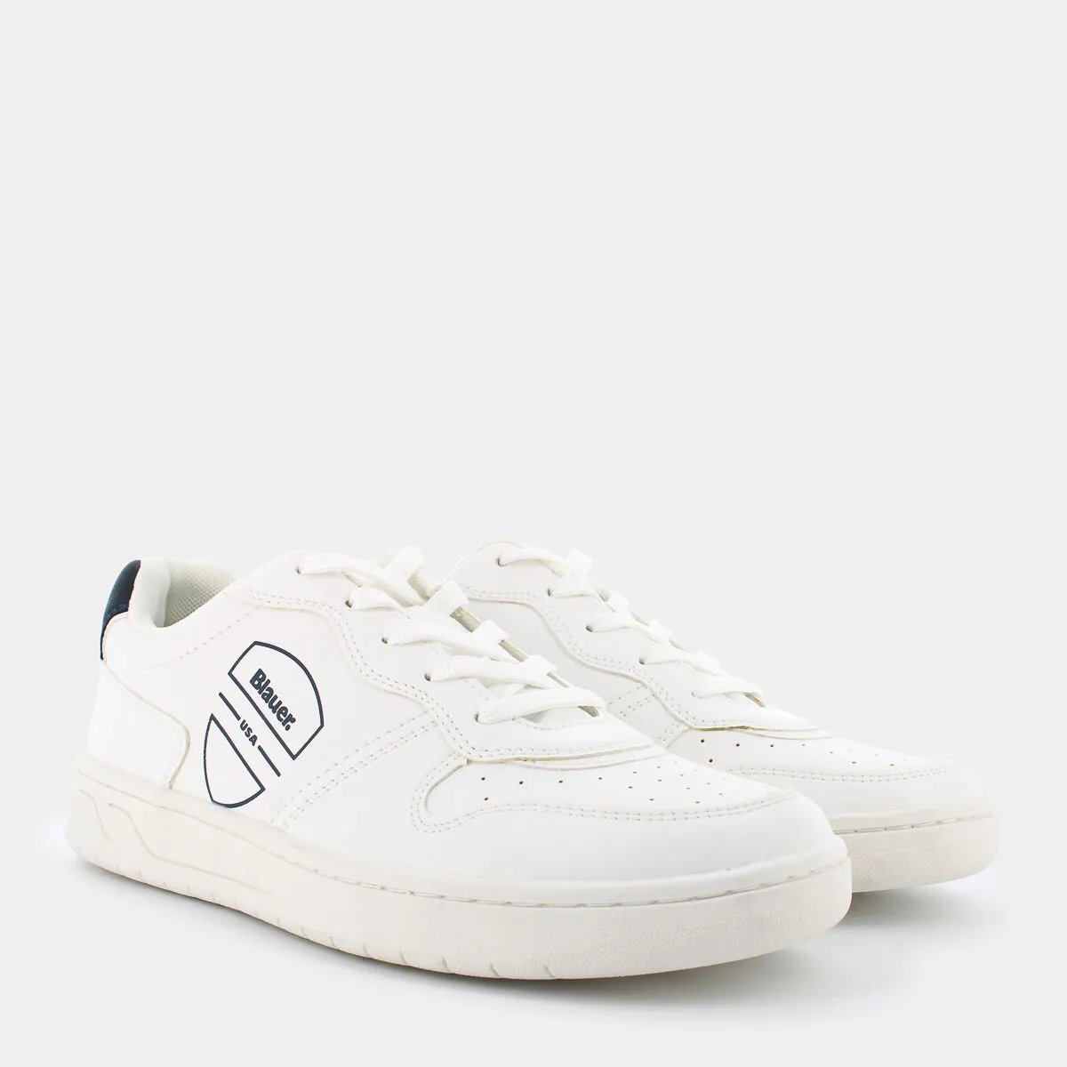 White spike navy sneakers.