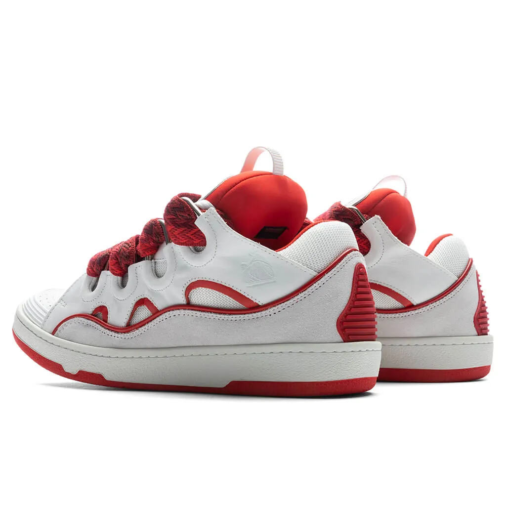 White/Red Curb Sneakers