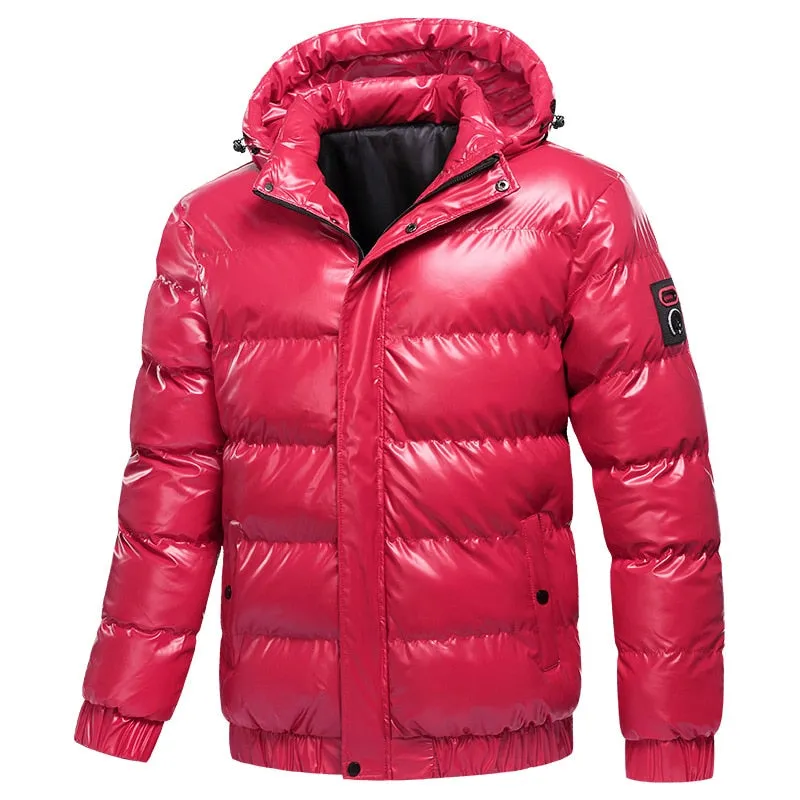 winter casual waterproof puffer padding hooded jacket for men