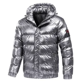 winter casual waterproof puffer padding hooded jacket for men