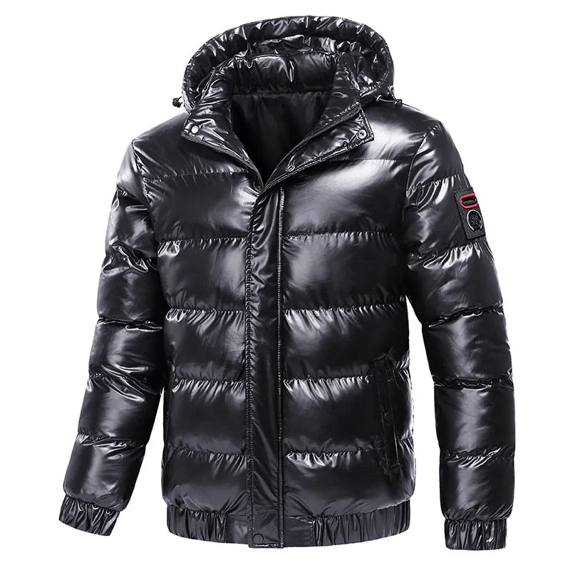 winter casual waterproof puffer padding hooded jacket for men