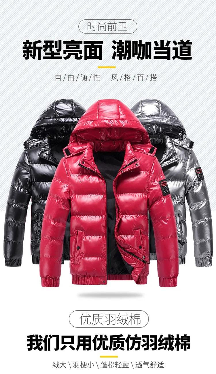 winter casual waterproof puffer padding hooded jacket for men