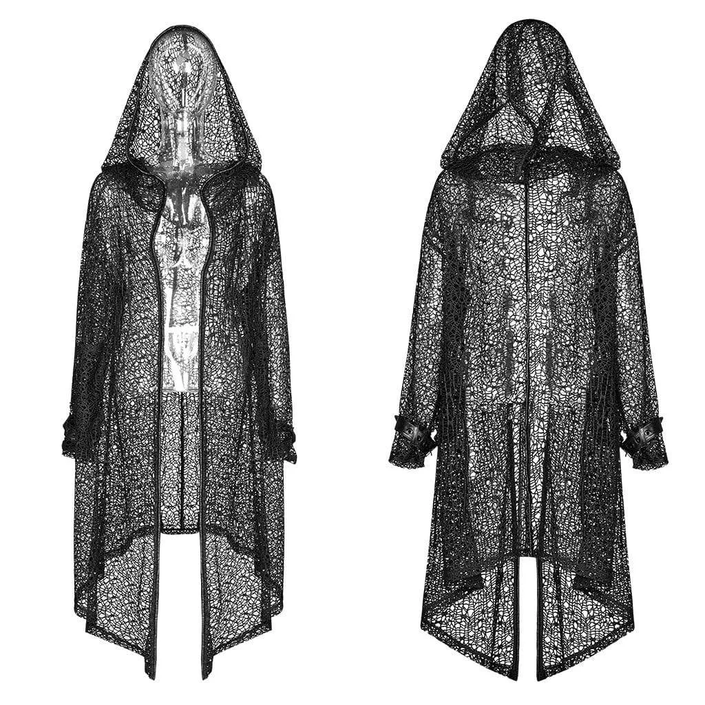 Women's Goth Net Irregular Hooded Coats